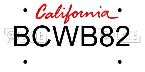 BCWB82 California License Plate