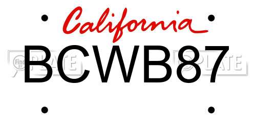 BCWB87 California License Plate