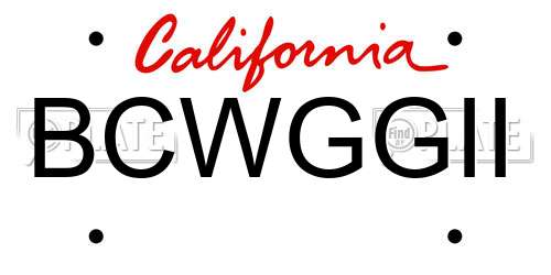 BCWGGII California License Plate