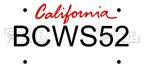 BCWS52 California License Plate