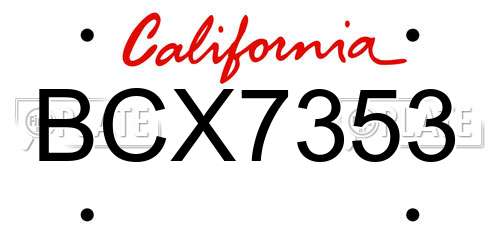 BCX7353 California License Plate