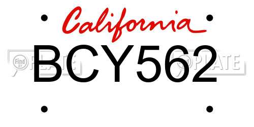 BCY562 California License Plate