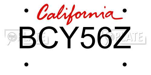 BCY56Z California License Plate