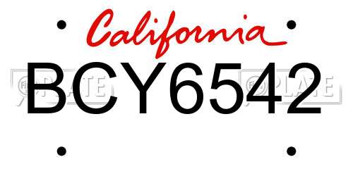 BCY6542 California License Plate
