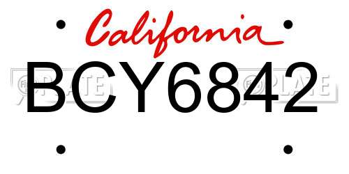 BCY6842 California License Plate