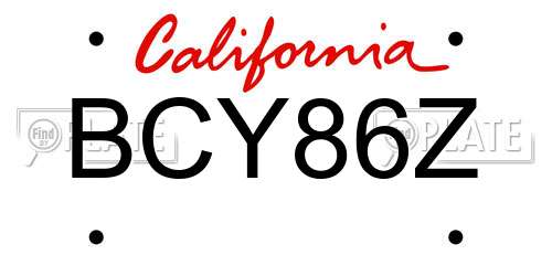 BCY86Z California License Plate
