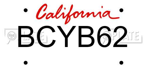 BCYB62 California License Plate