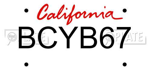 BCYB67 California License Plate
