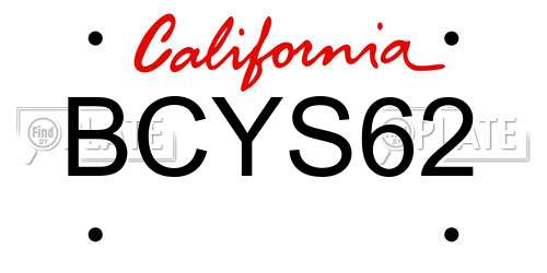 BCYS62 California License Plate