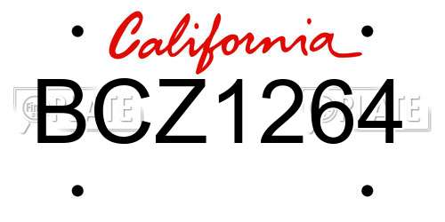 BCZ1264 California License Plate