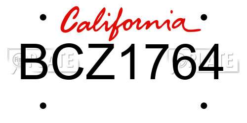 BCZ1764 California License Plate