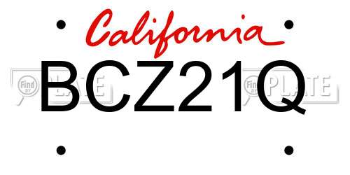 BCZ21Q California License Plate