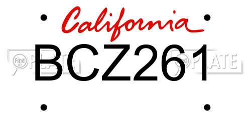 BCZ261 California License Plate