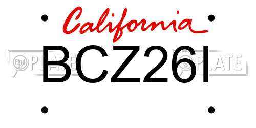 BCZ26I California License Plate