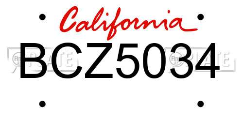 BCZ5034 California License Plate
