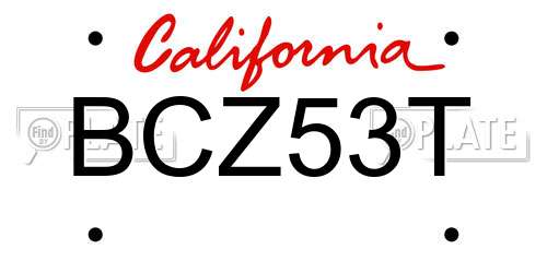 BCZ53T California License Plate