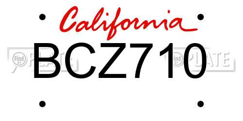 BCZ710 California License Plate