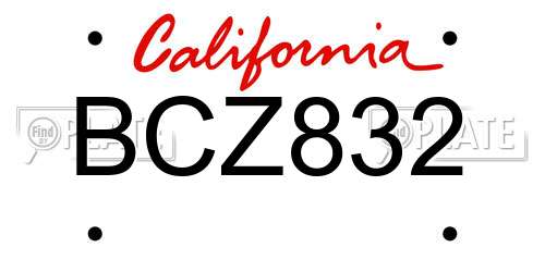 BCZ832 California License Plate