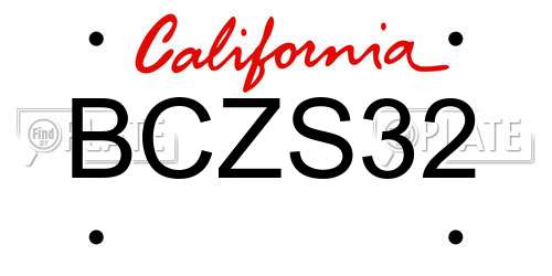 BCZS32 California License Plate