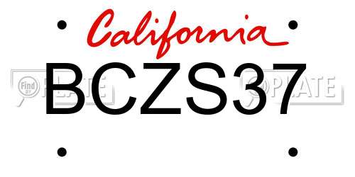 BCZS37 California License Plate