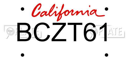 BCZT61 California License Plate
