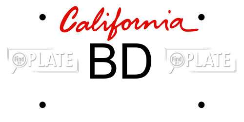 BD California License Plate