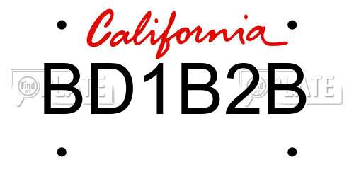 BD1B2B California License Plate
