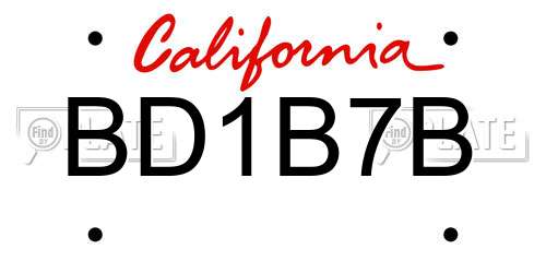 BD1B7B California License Plate