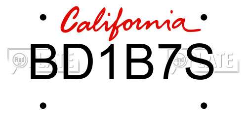 BD1B7S California License Plate