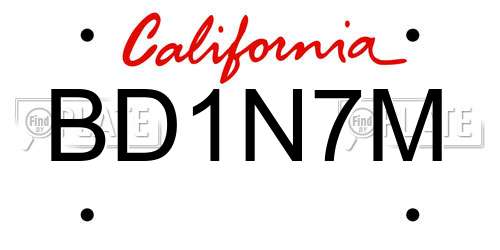 BD1N7M California License Plate
