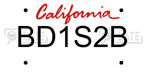 BD1S2B California License Plate