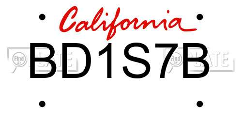 BD1S7B California License Plate