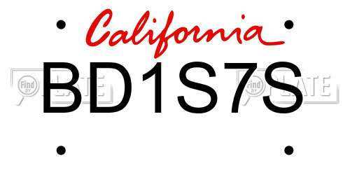 BD1S7S California License Plate