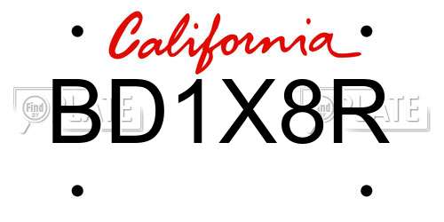 BD1X8R California License Plate