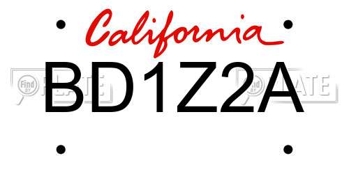 BD1Z2A California License Plate