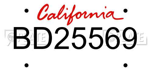 BD25569 California License Plate