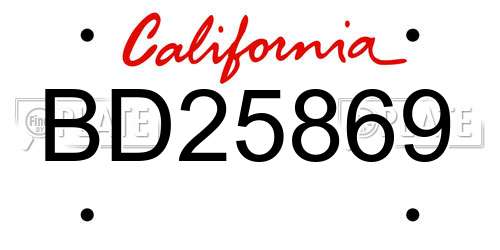 BD25869 California License Plate