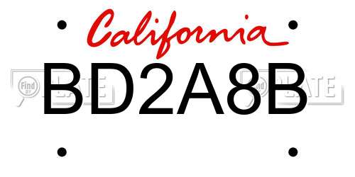 BD2A8B California License Plate