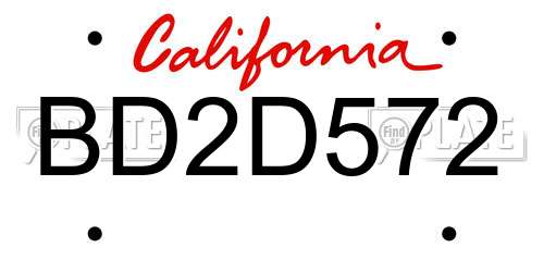 BD2D572 California License Plate