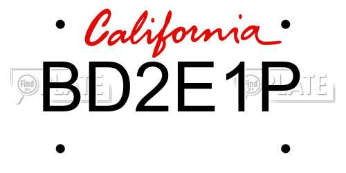 BD2E1P California License Plate