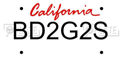 BD2G2S California License Plate