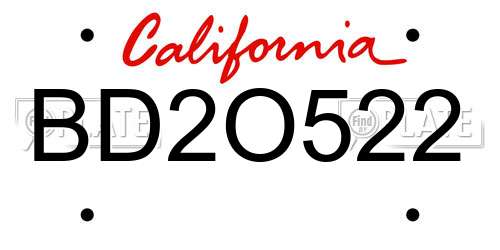 BD2O522 California License Plate