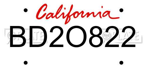 BD2O822 California License Plate