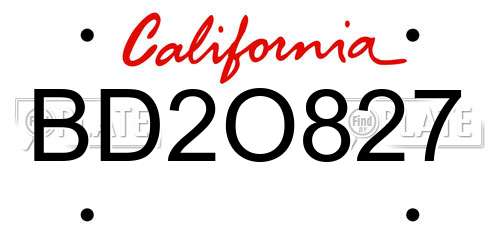 BD2O827 California License Plate