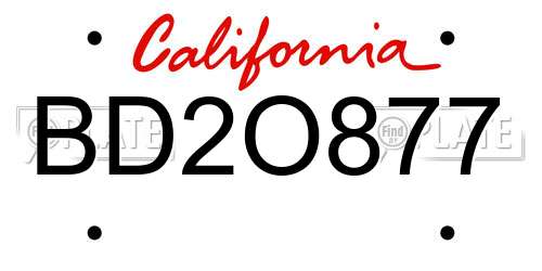 BD2O877 California License Plate