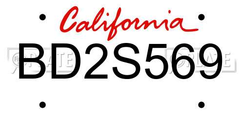 BD2S569 California License Plate