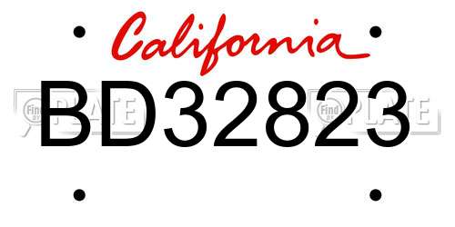 BD32823 California License Plate