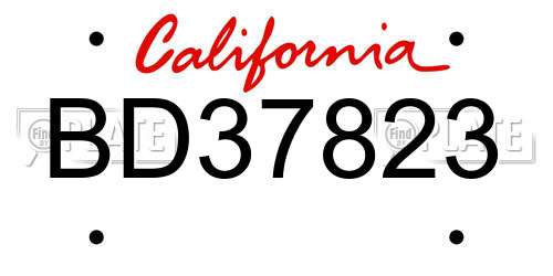 BD37823 California License Plate