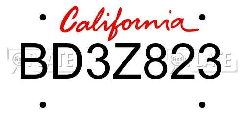 BD3Z823 California License Plate