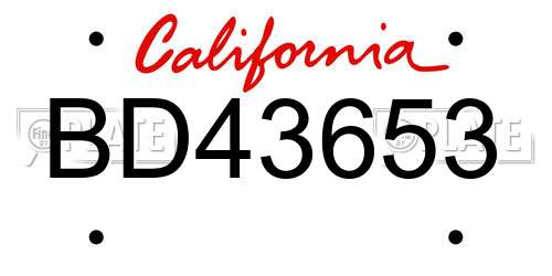 BD43653 California License Plate